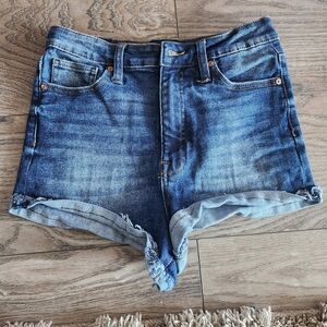 Kendall&Kylie Dark Blue Denim Roll-Cuff Size 5/27 EUC the Drifter Highrise Short